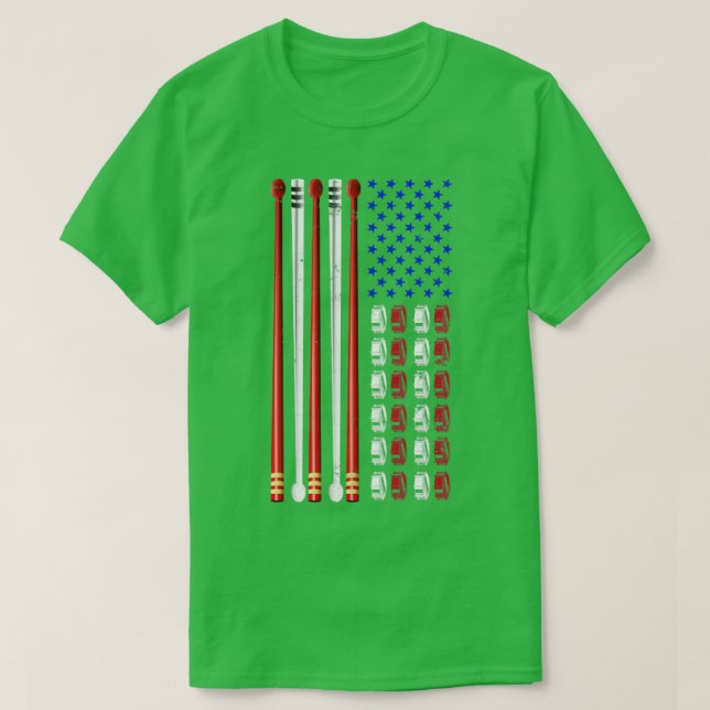 Camiseta Drummer US Flag American Retro Drams (Frente do Design)