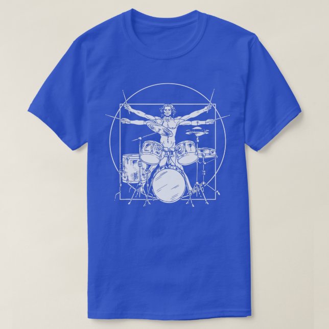 Camiseta Drummer Vitruviano Da Vinci Drums Rock (Frente do Design)