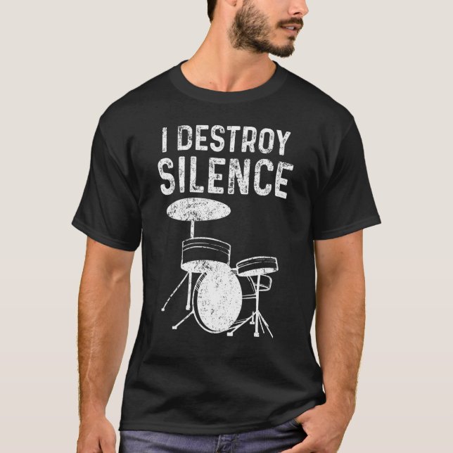 Camiseta Drummers Lentos do Kit de Tambor de Destruição Sil (Frente)