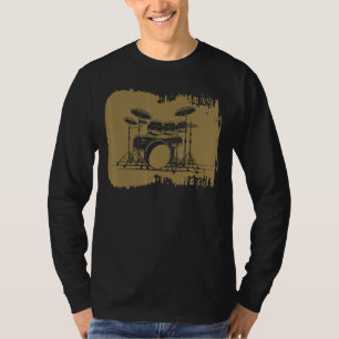 Camiseta Drumming Drum Set Vintage Para Drummer E Percussi
