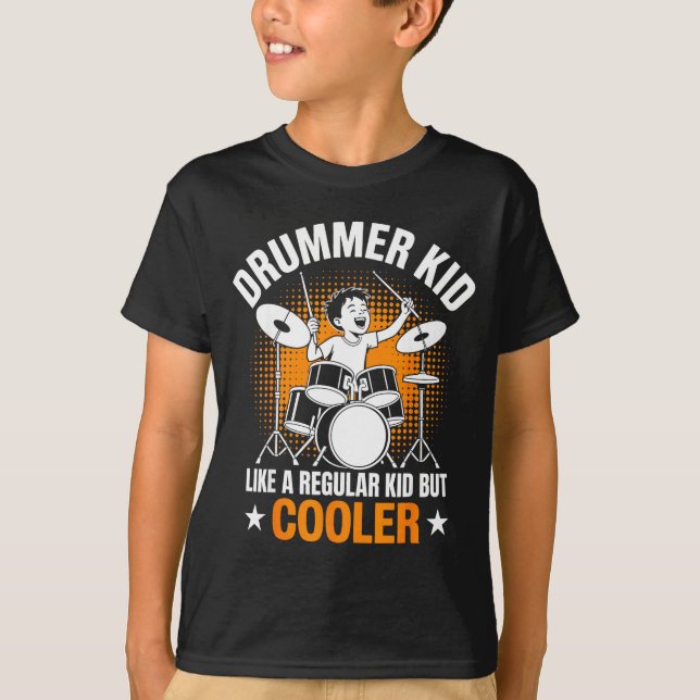 Camiseta Drumset Drums Lover Percussionist Drummer Kid Drum (Frente)