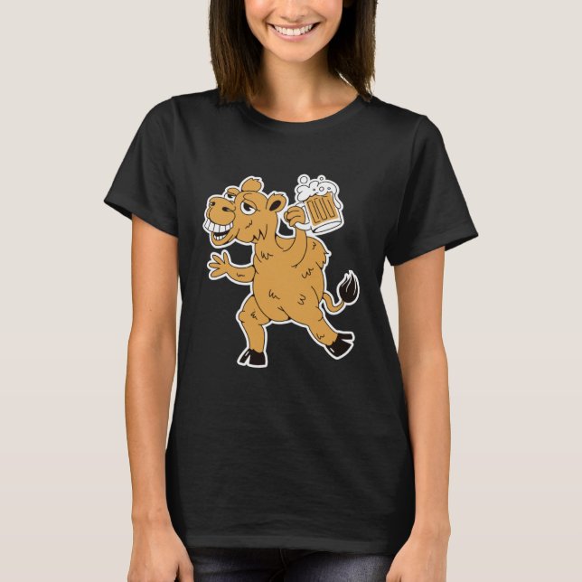 Camiseta Drunk brown camel with beer for party holidays (Frente)