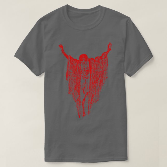 Camiseta Dry Bones   Pastel Goth Red Creepy Skeleton Spirit (Frente do Design)