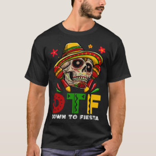 Camiseta DTF Para Fiesta Mexicana Calaca Sombrero Cinco D