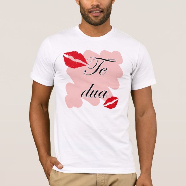 Camiseta DUA de Te - Albanês - eu te amo (Frente)