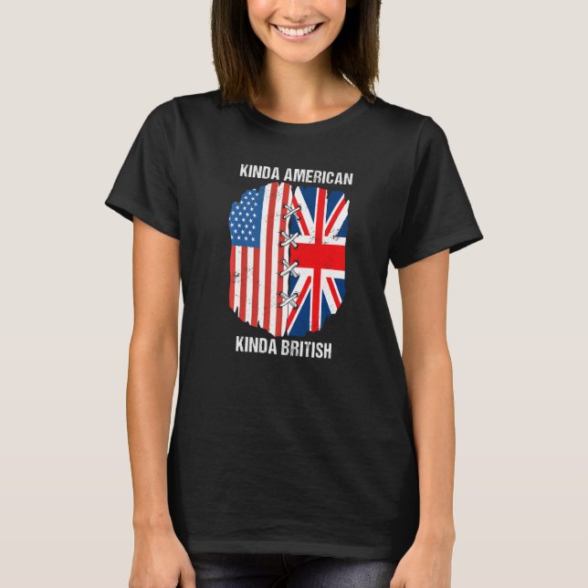 Camiseta Dual Citizenship UK USA Kinda American Kinda Briti (Frente)