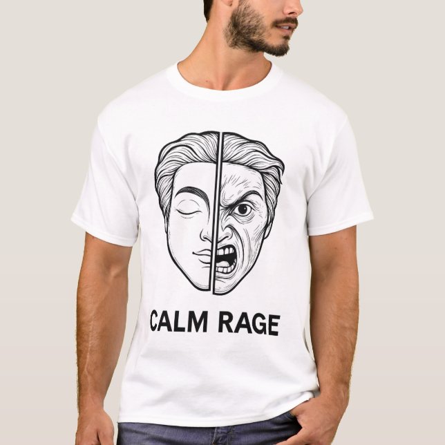 Camiseta Dual Emotion Face – Calm Rage Line Art Sweatshirt (Frente)