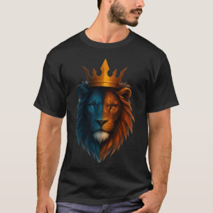 Camiseta Dualidade Crowada: Leão de Fogo e Gelo