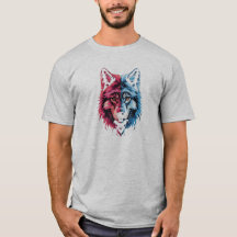 Duality Wolf - Red and Blue Spirit Art