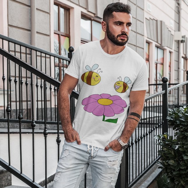 Camiseta Duas Abelhas E Uma Flor Mens T-Shirt (Criador carregado)