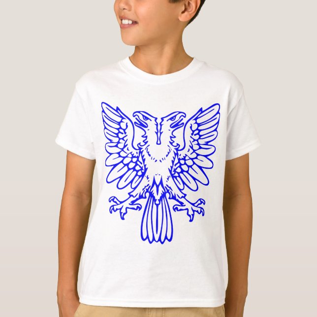 Camiseta Duas Águia de Cabeça - Azul (Frente)