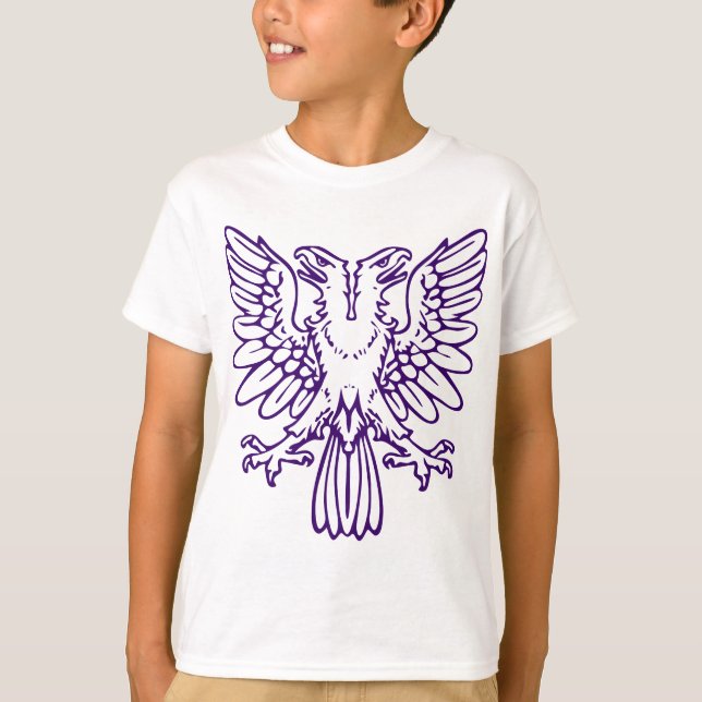 Camiseta Duas Águia de Cabeça - Roxo Profundo (Frente)