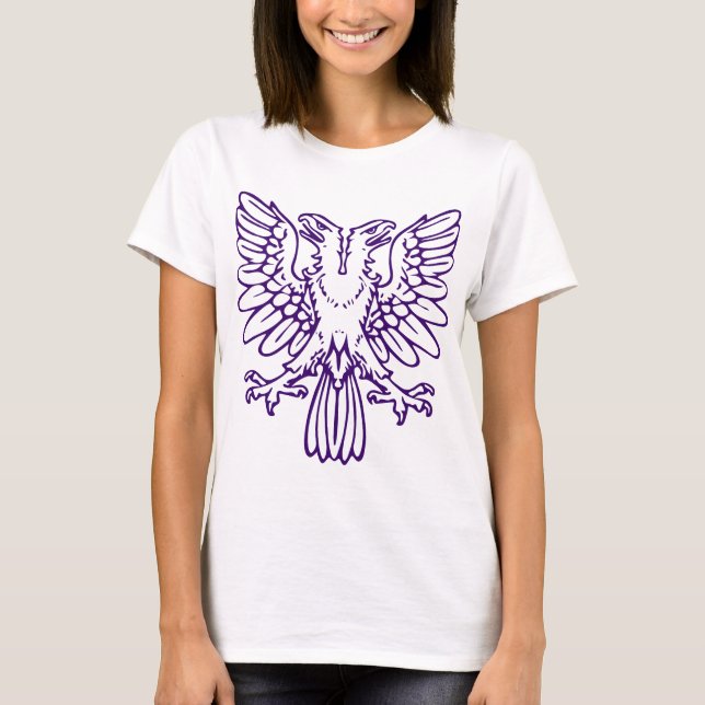 Camiseta Duas Águia de Cabeça - Roxo Profundo (Frente)
