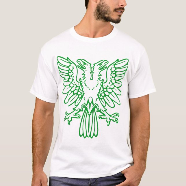 Camiseta Duas Águia de Cabeça - Verde-Grama (Frente)
