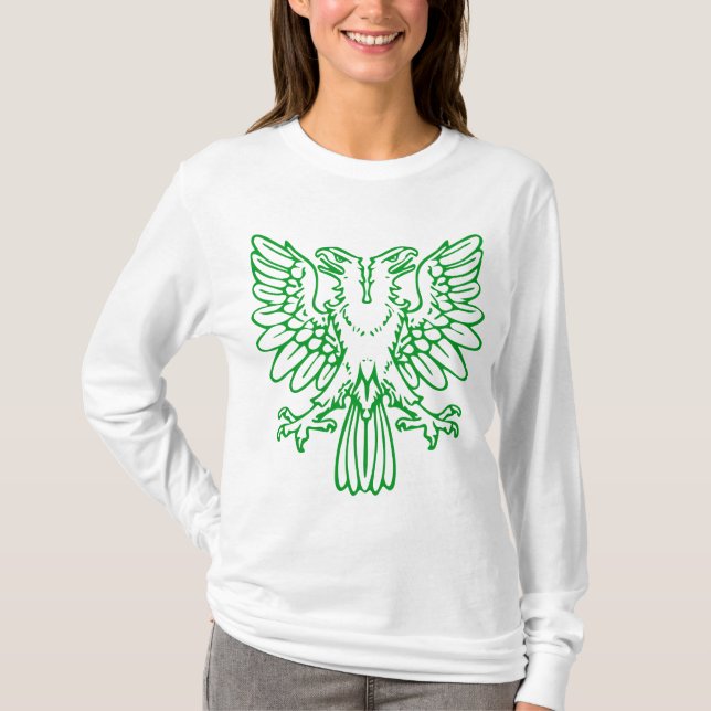 Camiseta Duas Águia de Cabeça - Verde-Grama (Frente)