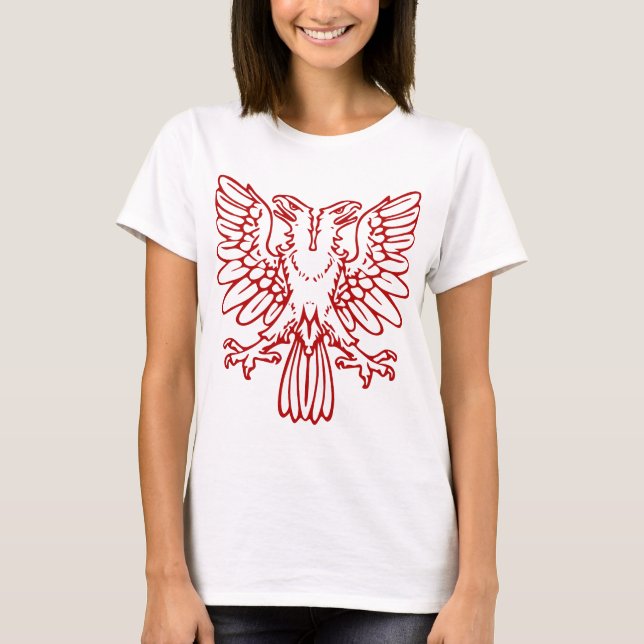 Camiseta Duas Águia de Cabeça - Vermelho Ruby (Frente)