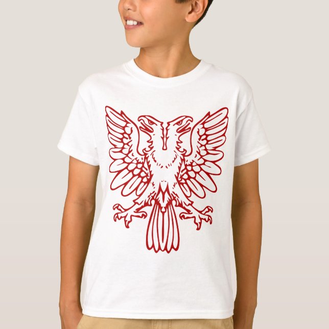 Camiseta Duas Águia de Cabeça - Vermelho Ruby (Frente)