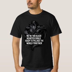 Camiseta duas almas de coração negro prontas para saquear o