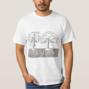 Camiseta Duas Árvores com Raízes de Medo e Amor Representan