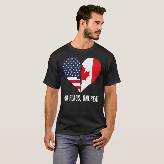 Camiseta Duas Bandeiras Um Ritmo Canadá🇨🇦  América🇺🇸 (Frente Completa)