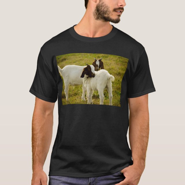 Camiseta Duas cabras Boer fofas na foto de animais de fazen (Frente)