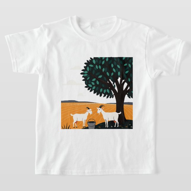 Camiseta Duas cabras sob uma árvore (Postura )