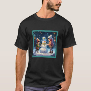 Camiseta Duas Crianças Construindo Um Neve De Natal