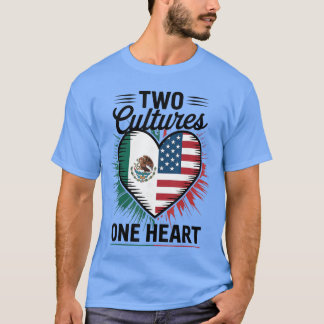 Camiseta Duas Culturas Um Coração Bandeira Meicana Bandeira