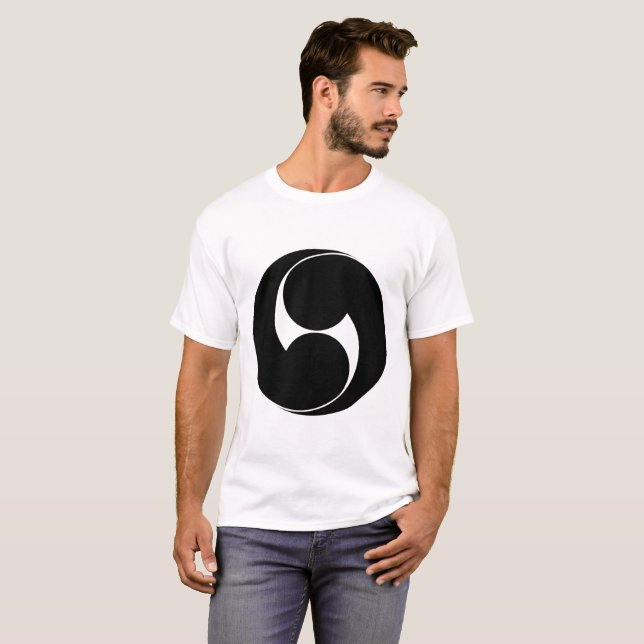 Camiseta Duas espirais no sentido contrário ao dos ponteiro (Frente Completa)