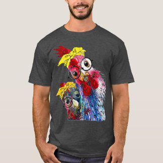 Camiseta duas galinhas com banda de bandana e óculos