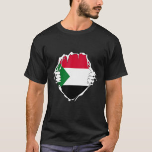Camiseta Duas Mãos Abrindo Bandeira do Sudão Chest Sudanês