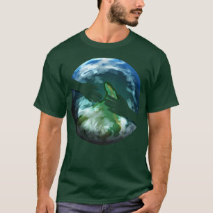 Camiseta Duas Mãos Atingidas Em Frente Ao Globo Da Terra Pa