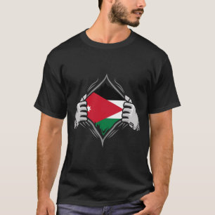Camiseta Duas Mãos Ripando Bandeira Reveladora da Jordânia