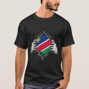Camiseta Duas Mãos Ripando Bandeira Reveladora da Namíbia