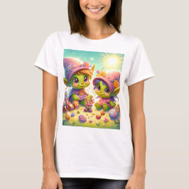 Camiseta duas meninas com um coelho e um coelho