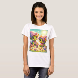 Camiseta duas meninas com um coelho e um coelho