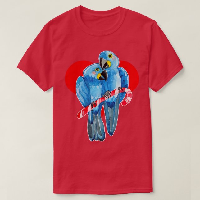 Camiseta Duas Parcelas Hyacinth Macaw tocando em Cane1 (Frente do Design)