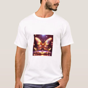 Camiseta Duas Pequenas Fadas Rodeiam Uma Borboleta Dourada