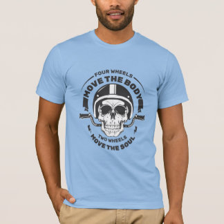 Camiseta Duas Rodas Movem a Alma Caveira de Motociclista 
