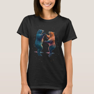 Camiseta Duas Ursos Felizes Dançando Na Natureza Dos Casais