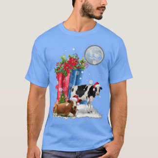 Camiseta Duas Vacas Que Papai noel De Natal Luzes De Natal 