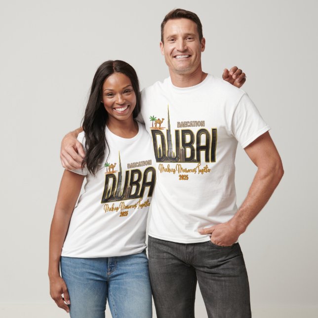 Camiseta Dubai Férias Capturam a Magia de Sua Aventura (Unissex)