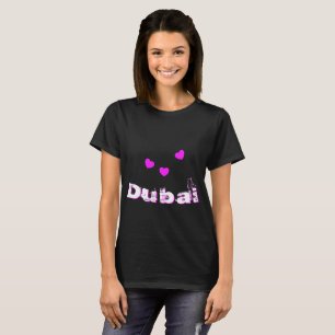 Camiseta Dubai Love Hearts Pink E White Faded Letters