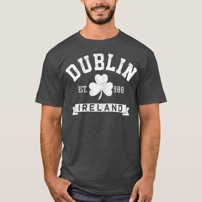 Camiseta Dublin Ireland Est 988 Clover Leaf Shamrock Rua (Frente)