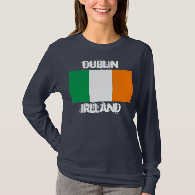Camiseta Dublin, Irlanda com pavilhão irlandês (Frente)