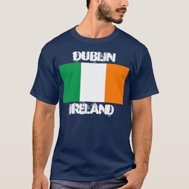 Camiseta Dublin, Irlanda com pavilhão irlandês (Frente)