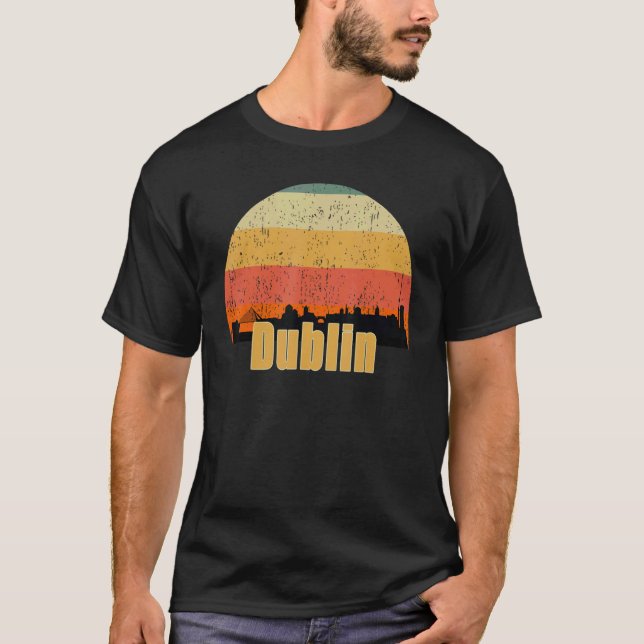 Camiseta Dublin Irlanda Skyline Silhouette Sunset I Love Du (Frente)