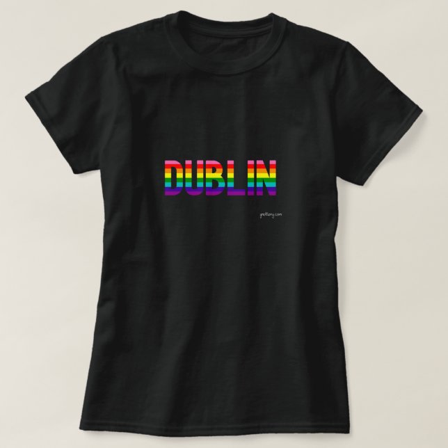 Camiseta Dublin Pride Rainbow Flag T Shirt W. (Frente do Design)