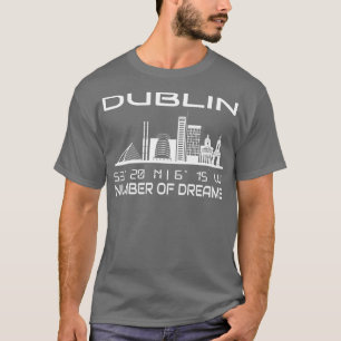 Camiseta Dublin Skyline GPS Coordena a cidade de Dream City