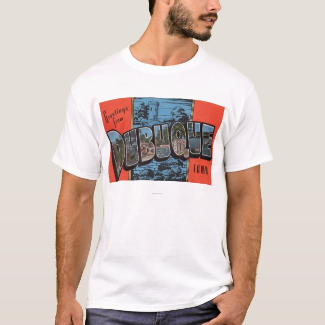 Camiseta Dubuque, letra ScenesDubuque de IowaLarge, IA (Frente)